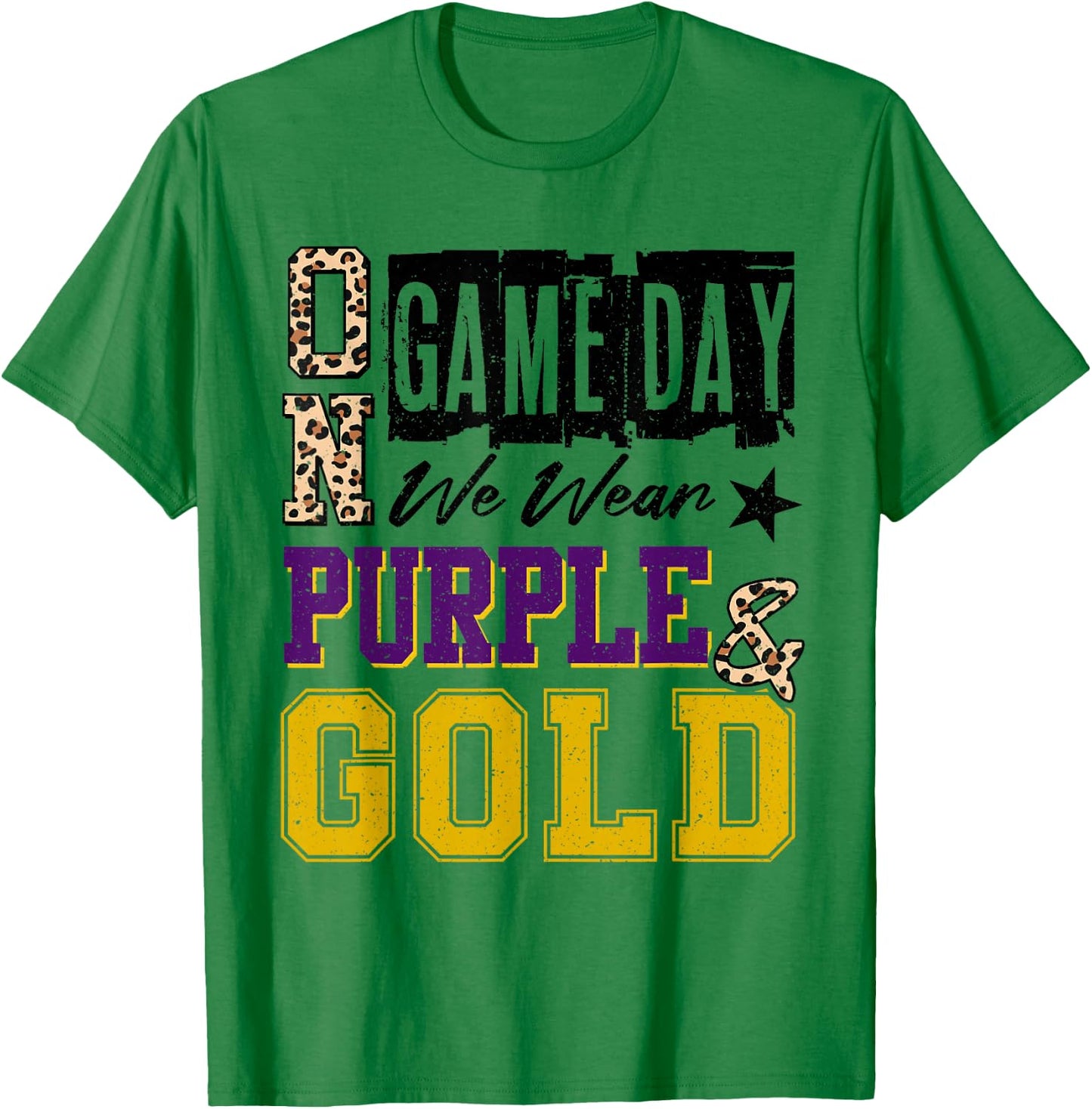 On Gameday Football We Wear Purple And Gold School Spirit T-Shirt - T-Shirt | Irish Green