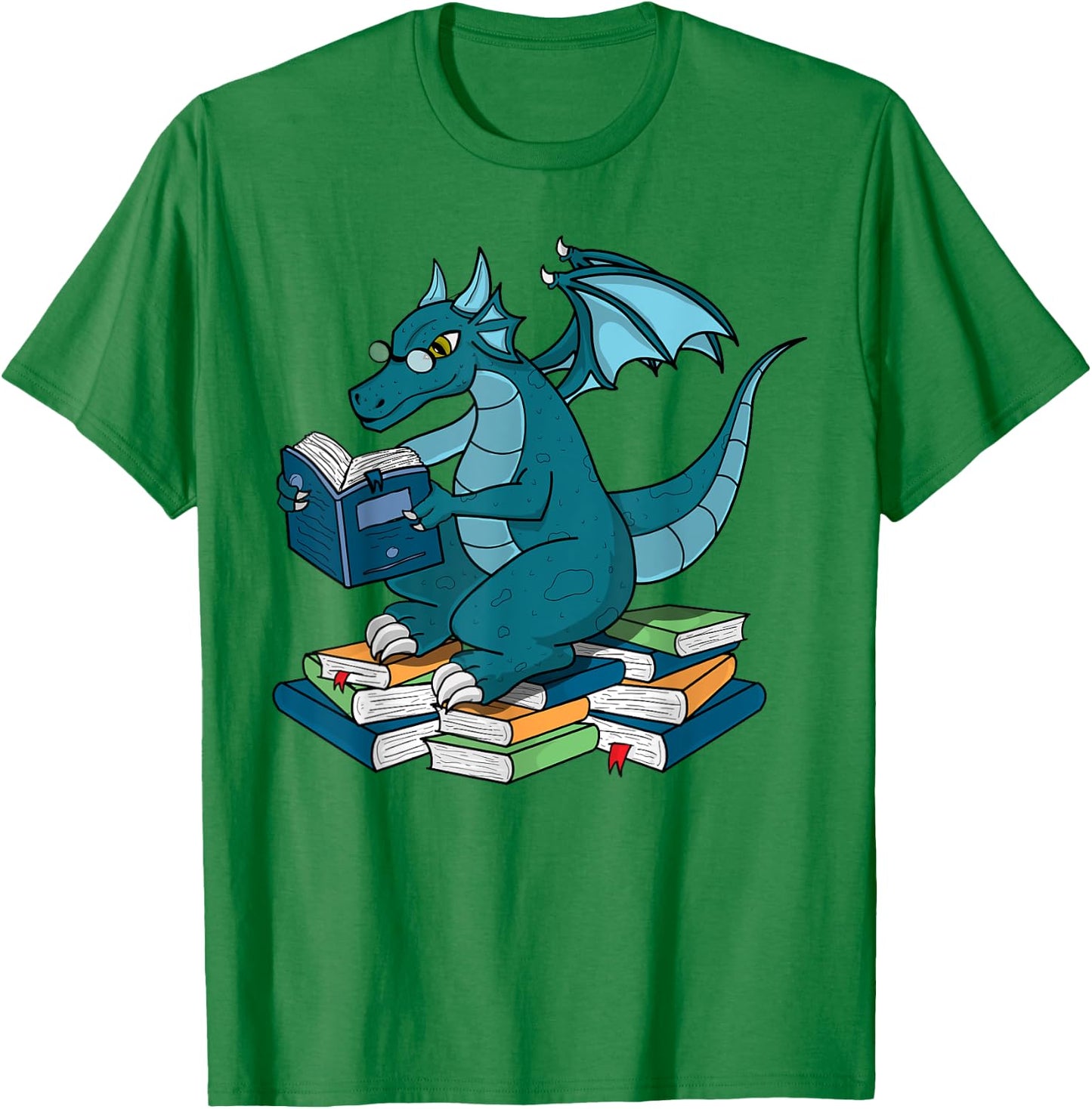 Whimsical Dragon Reading Books Nerd Fantasy Readers T-Shirt - T-Shirt | Irish Green