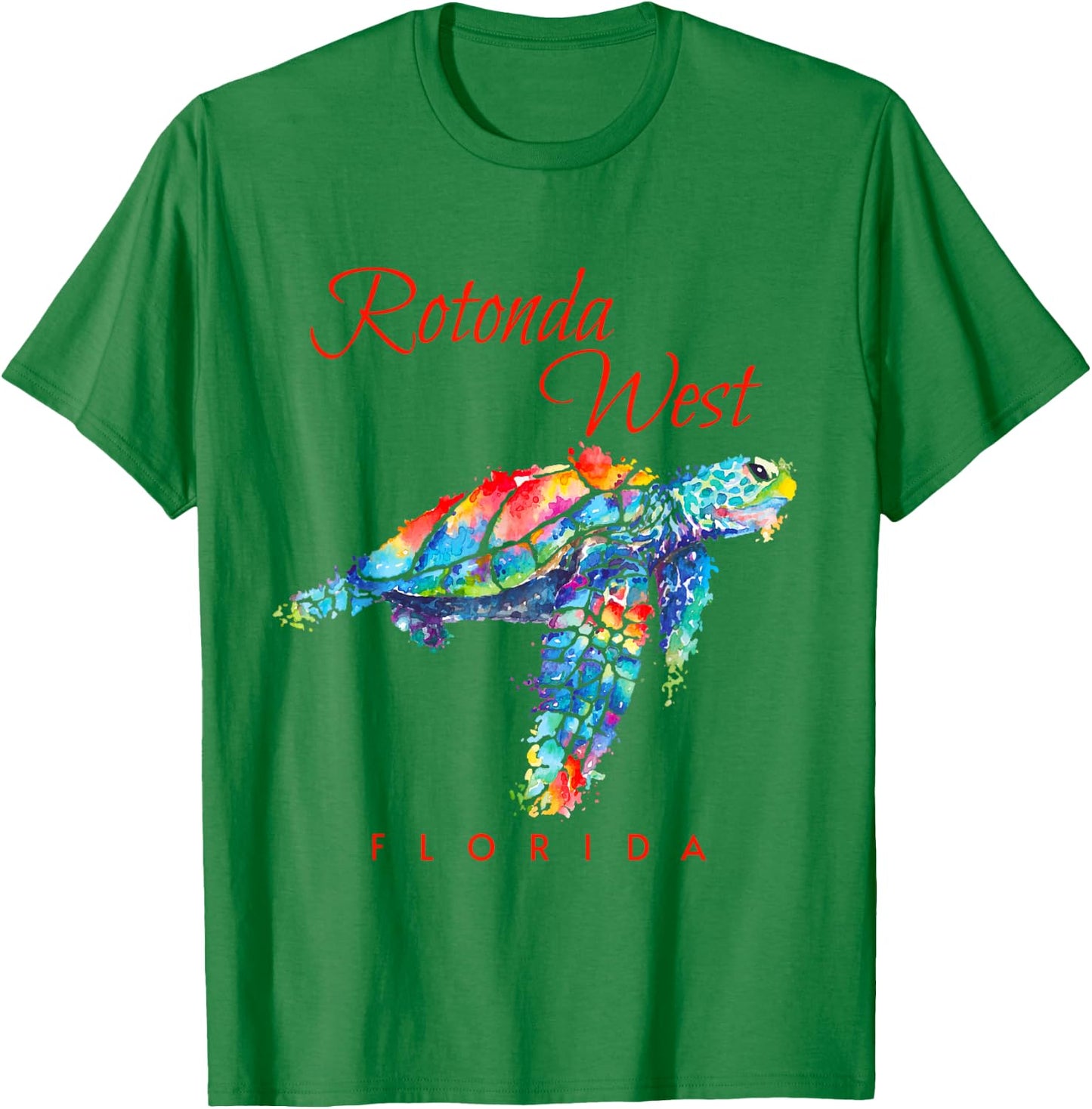 Rotonda West Florida Watercolor Sea Turtle T-Shirt - T-Shirt | Irish Green