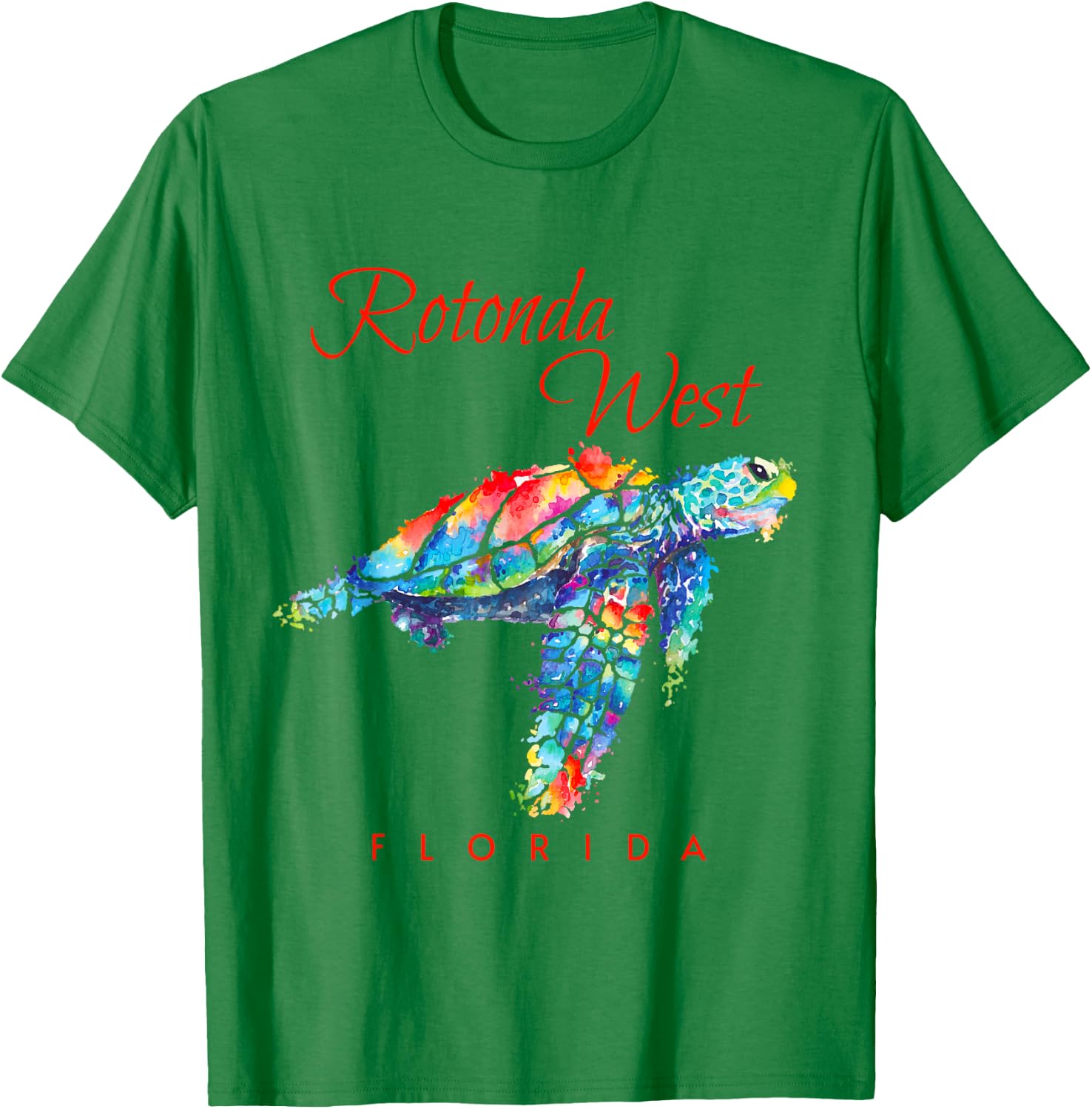 Rotonda West Florida Watercolor Sea Turtle T-Shirt - T-Shirt | Irish Green