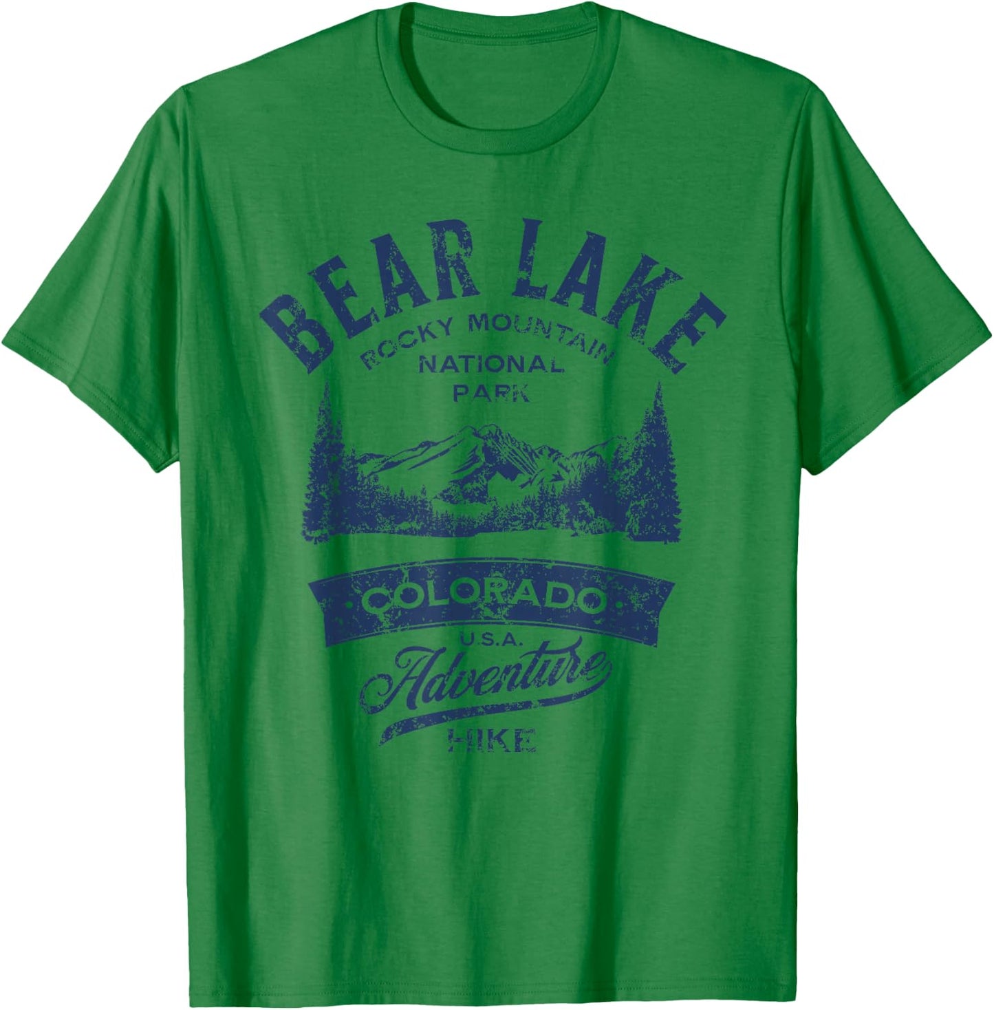 Bear Lake Rocky Mountain National Park Distressed Design T-Shirt - T-Shirt | Irish Green