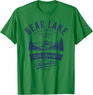 Bear Lake Rocky Mountain National Park Distressed Design T-Shirt - T-Shirt | Irish Green