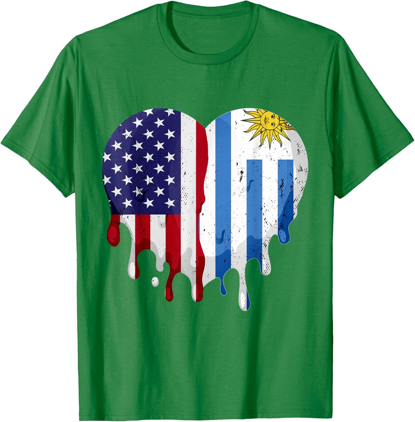 American Uruguayan Hispanic Heritage Month Flag Heart T-Shirt - T-Shirt | Irish Green
