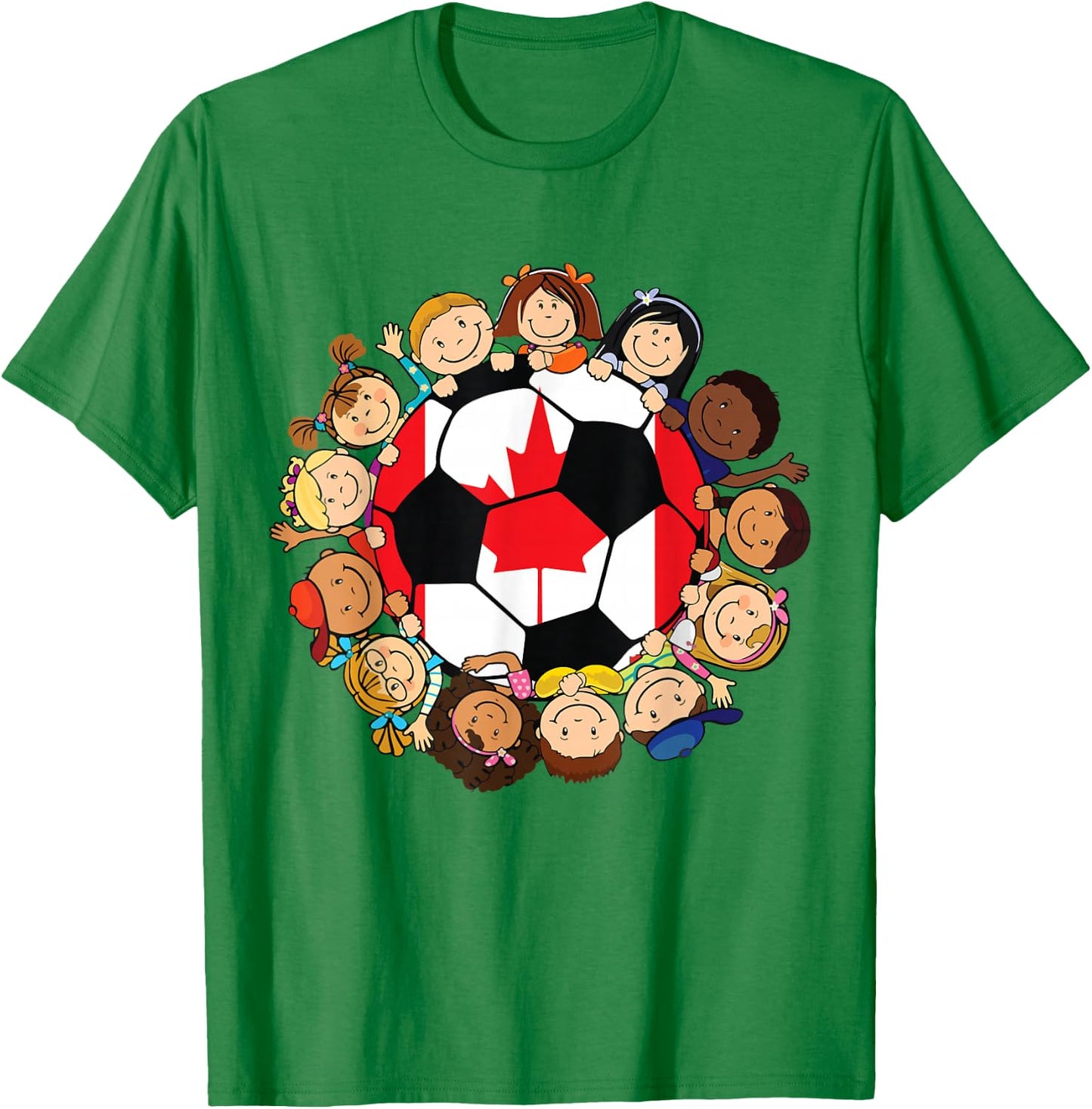 Canada Soccer Ball Kids Toddler Girls Around Canadian Flag T-Shirt - T-Shirt | Irish Green