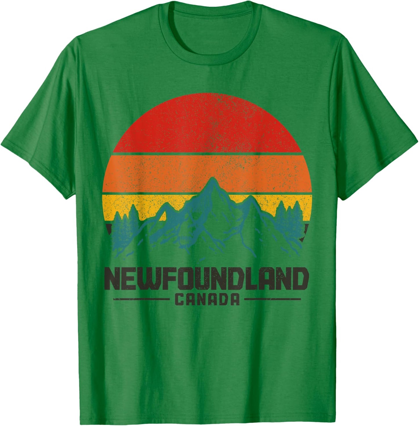Newfoundland Canada Vintage Mountains Hiking Nature Canadian T-Shirt - T-Shirt | Irish Green