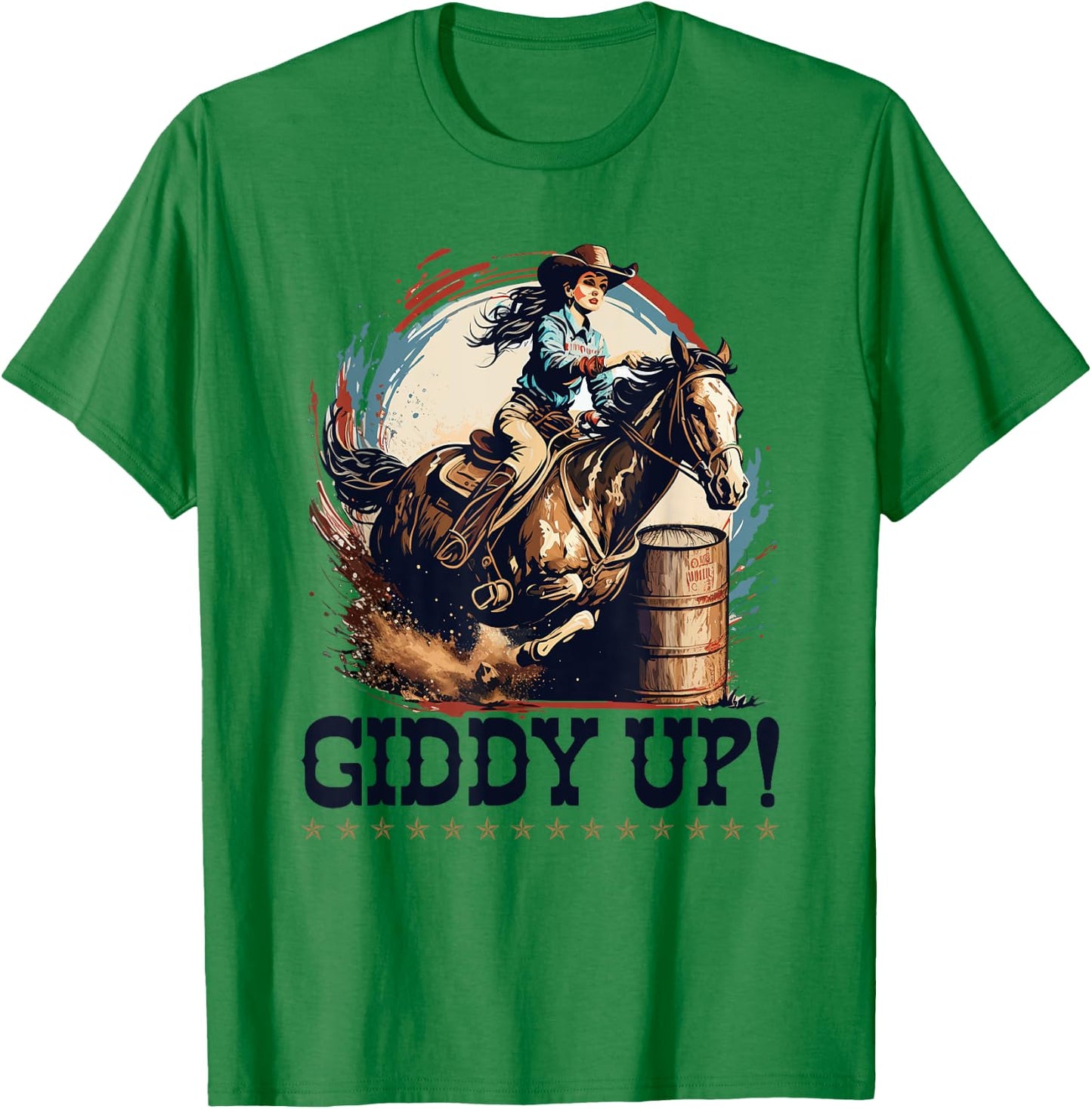 Barrel Racing Rodeo Cowgirl, Giddy Up, Barrel Racer T-Shirt - T-Shirt | Irish Green