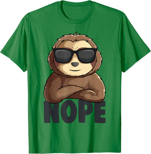 Nope Sloth Women Kids Girls Boys Youth T-Shirt - T-Shirt | Irish Green