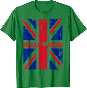 Cheeky Monkey Union Jack Great Britain Flag British Slang T-Shirt - T-Shirt | Irish Green