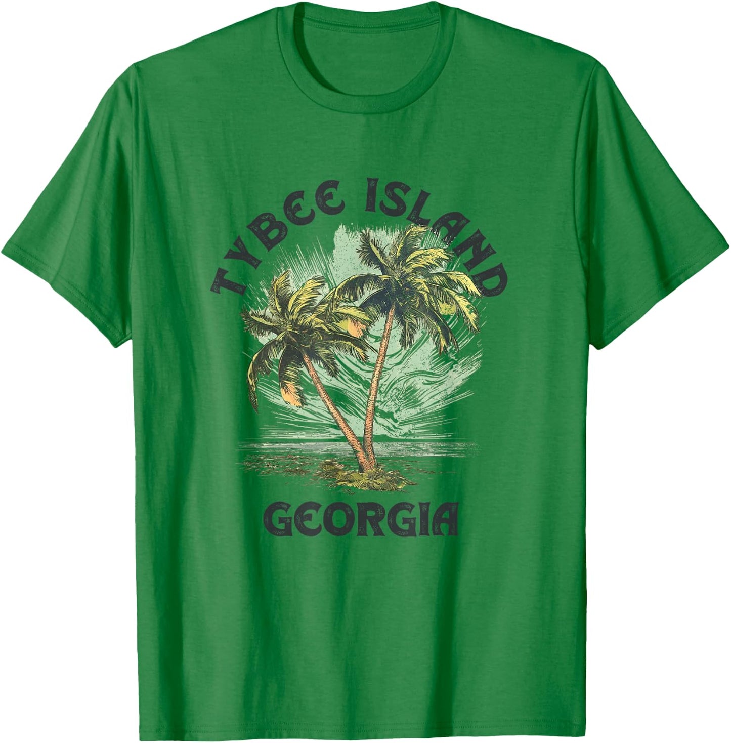 Tybee Island Georgia Palms Vintage Beach Women T-Shirt - T-Shirt | Irish Green