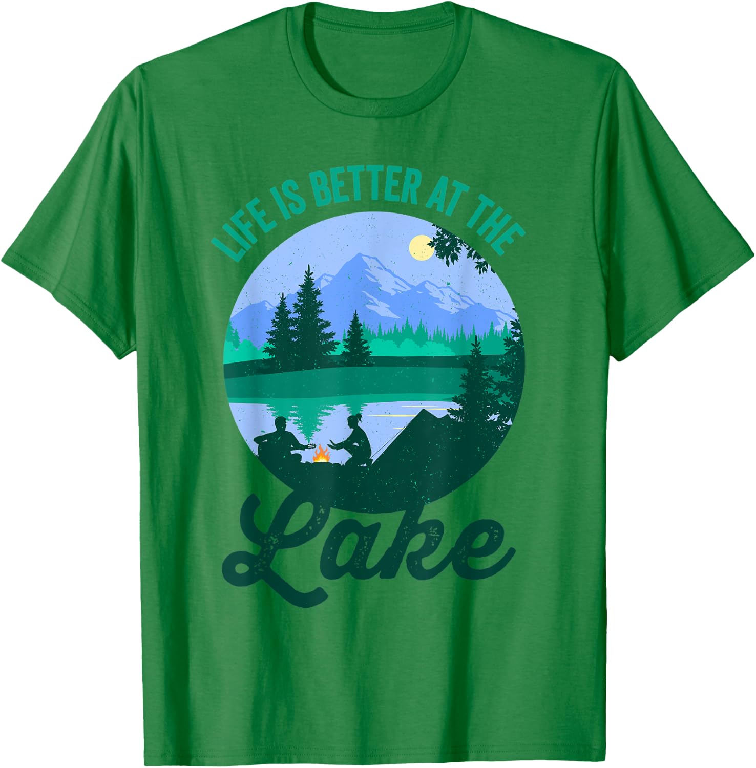 Camping Shirt Summer Vacation Life is better at the lake Men Women Kids T-Shirt - T-Shirt | Irish Green