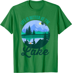 Camping Shirt Summer Vacation Life is better at the lake Men Women Kids T-Shirt - T-Shirt | Irish Green