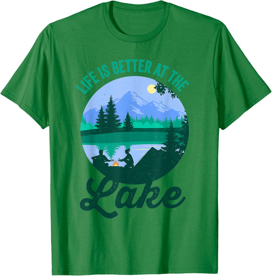 Camping Shirt Summer Vacation Life is better at the lake Men Women Kids T-Shirt - T-Shirt | Irish Green
