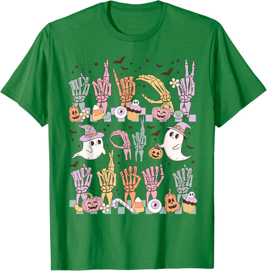 Trick or Treat ASL Hands American Sign Language Halloween T-Shirt - T-Shirt | Irish Green