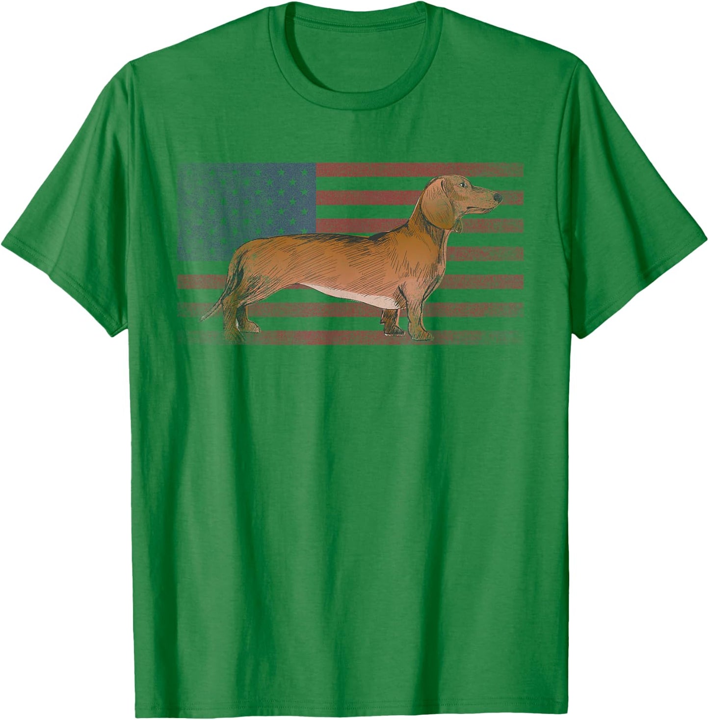 Dachshund Dog 4th of July American Flag America Patriotic T-Shirt - T-Shirt | Irish Green