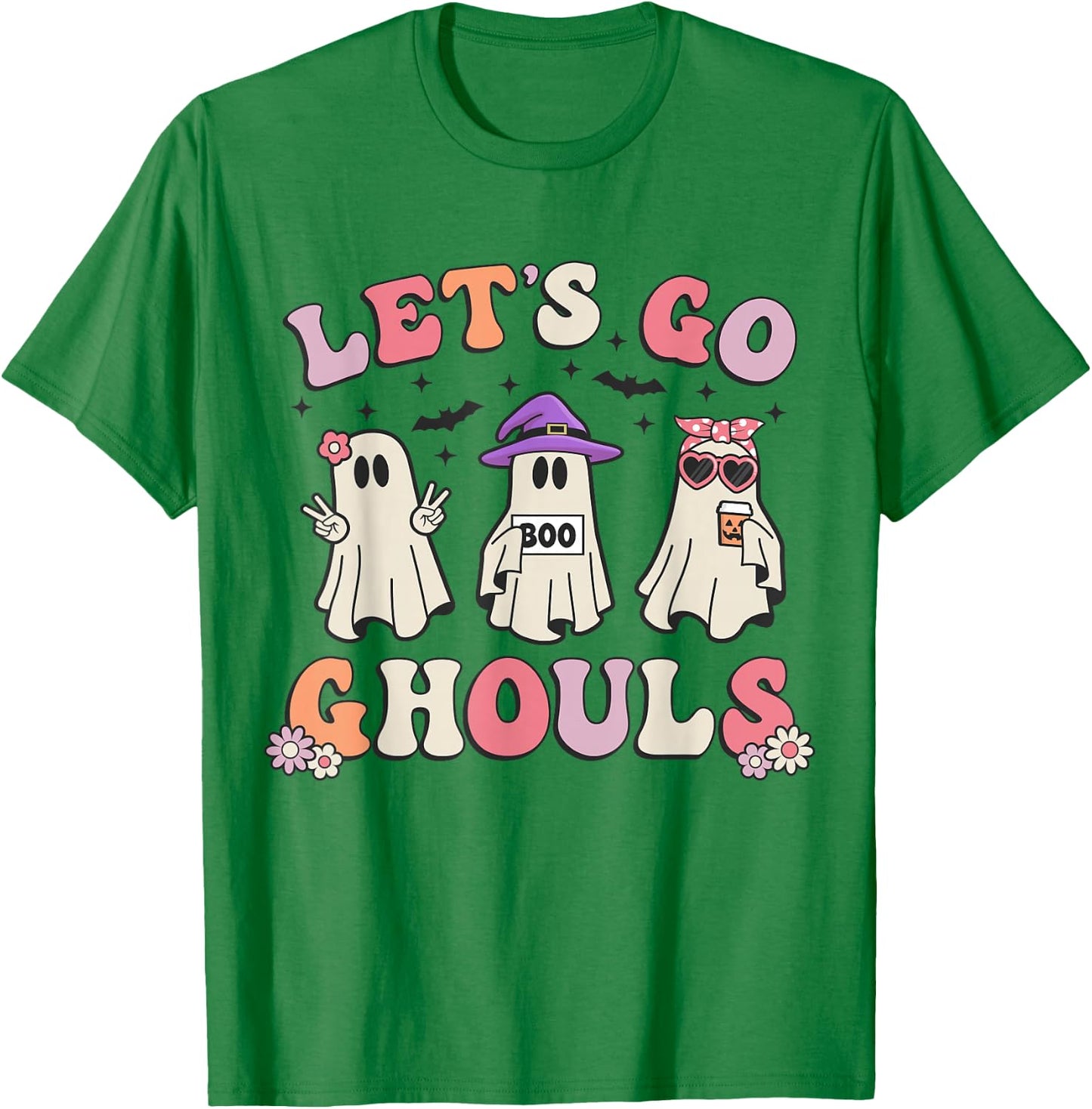 Lets Go Ghouls Retro Halloween Ghost Women Toddler Girl T-Shirt - T-Shirt | Irish Green