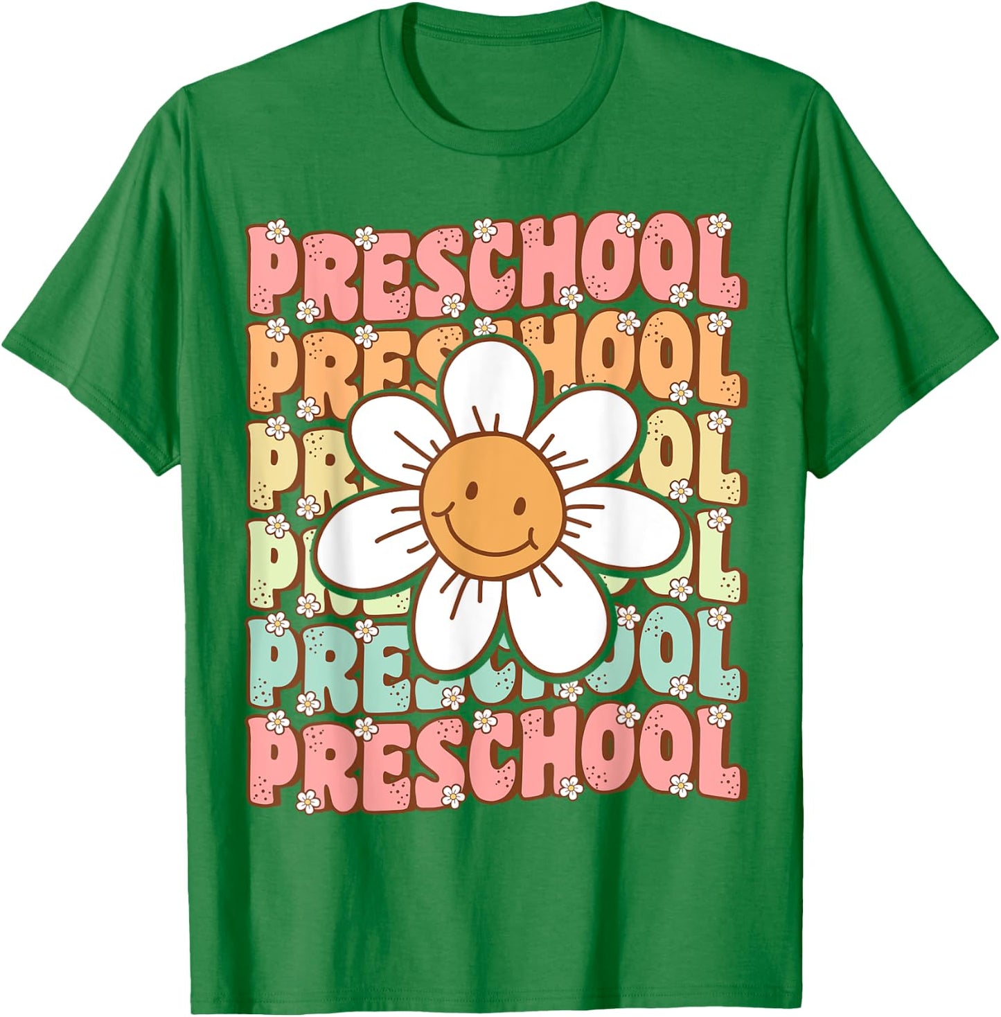Groovy Preschool Cute Back To School First Day of Pre K T-Shirt - T-Shirt | Irish Green