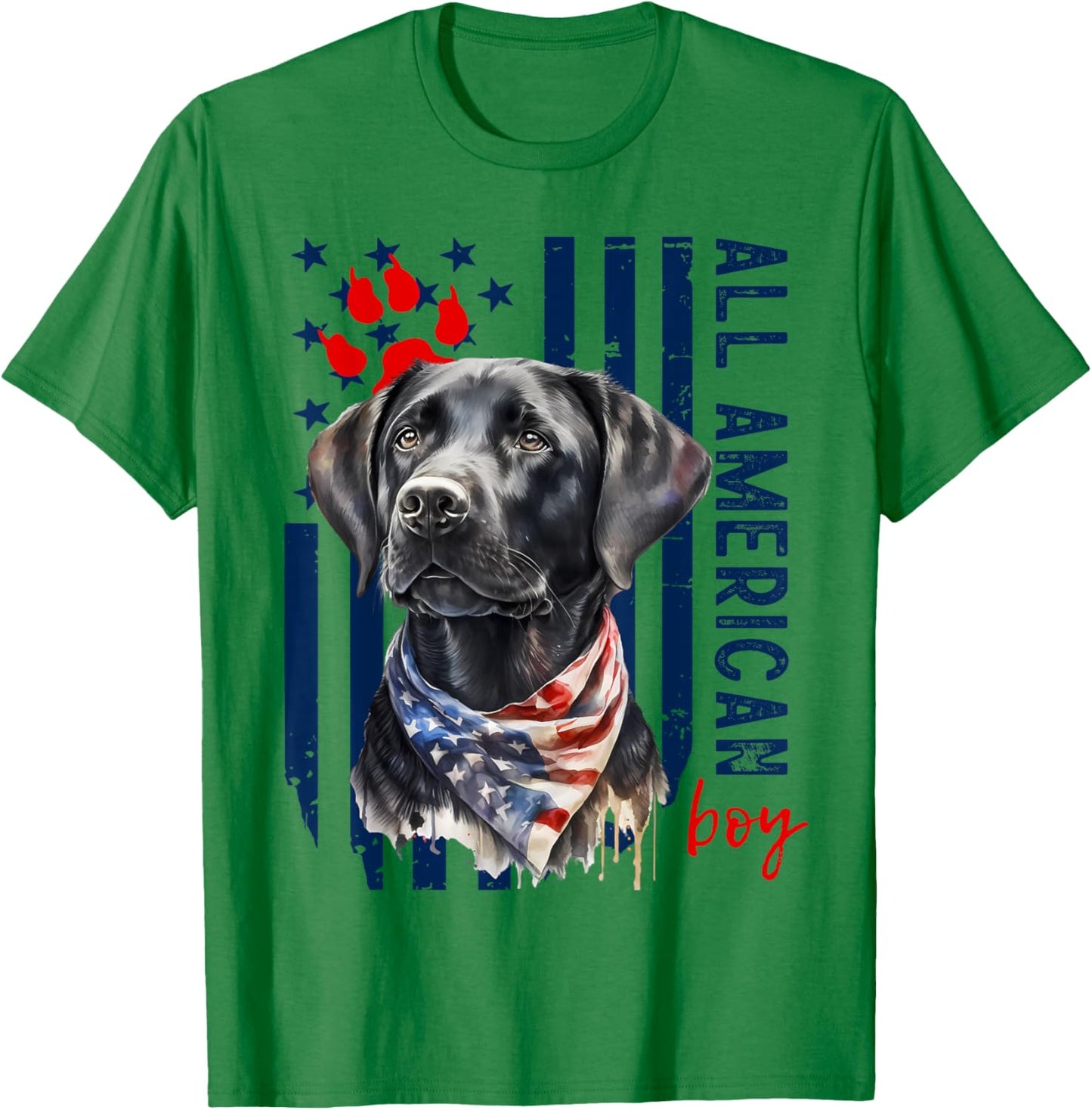 Patriotic USA Flag Black Labrador All American Boy Lab Owner T-Shirt - T-Shirt | Irish Green