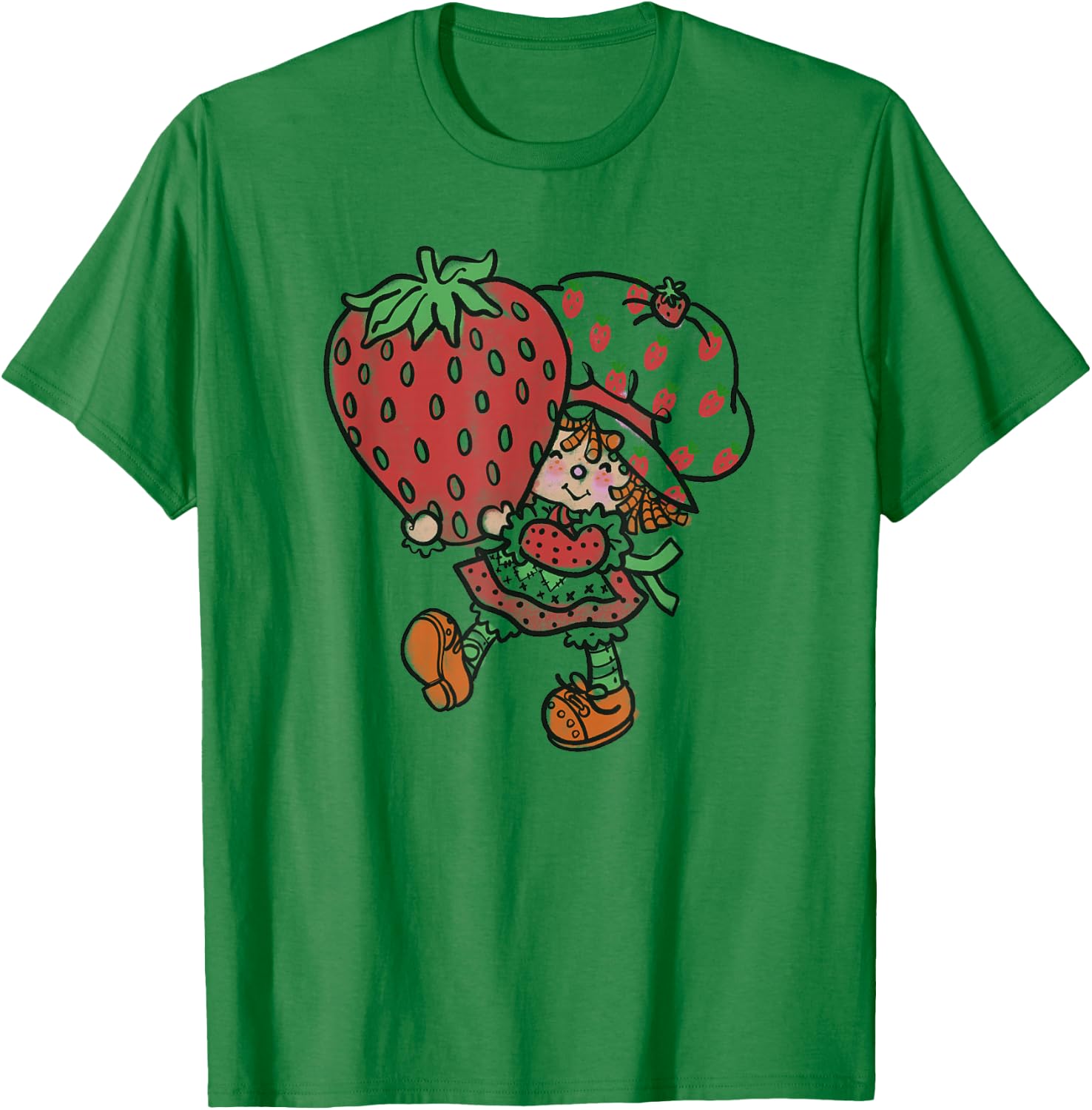 Strawberry Shortcake Mighty Cute Vintage Strawberry Sketch T-Shirt - T-Shirt | Irish Green