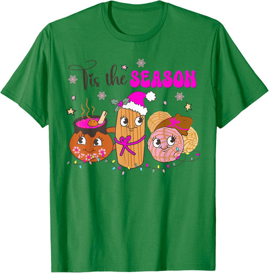 Tis The Season Conchas Cafecito Pan Dulce Mexican Christmas T-Shirt - T-Shirt | Irish Green