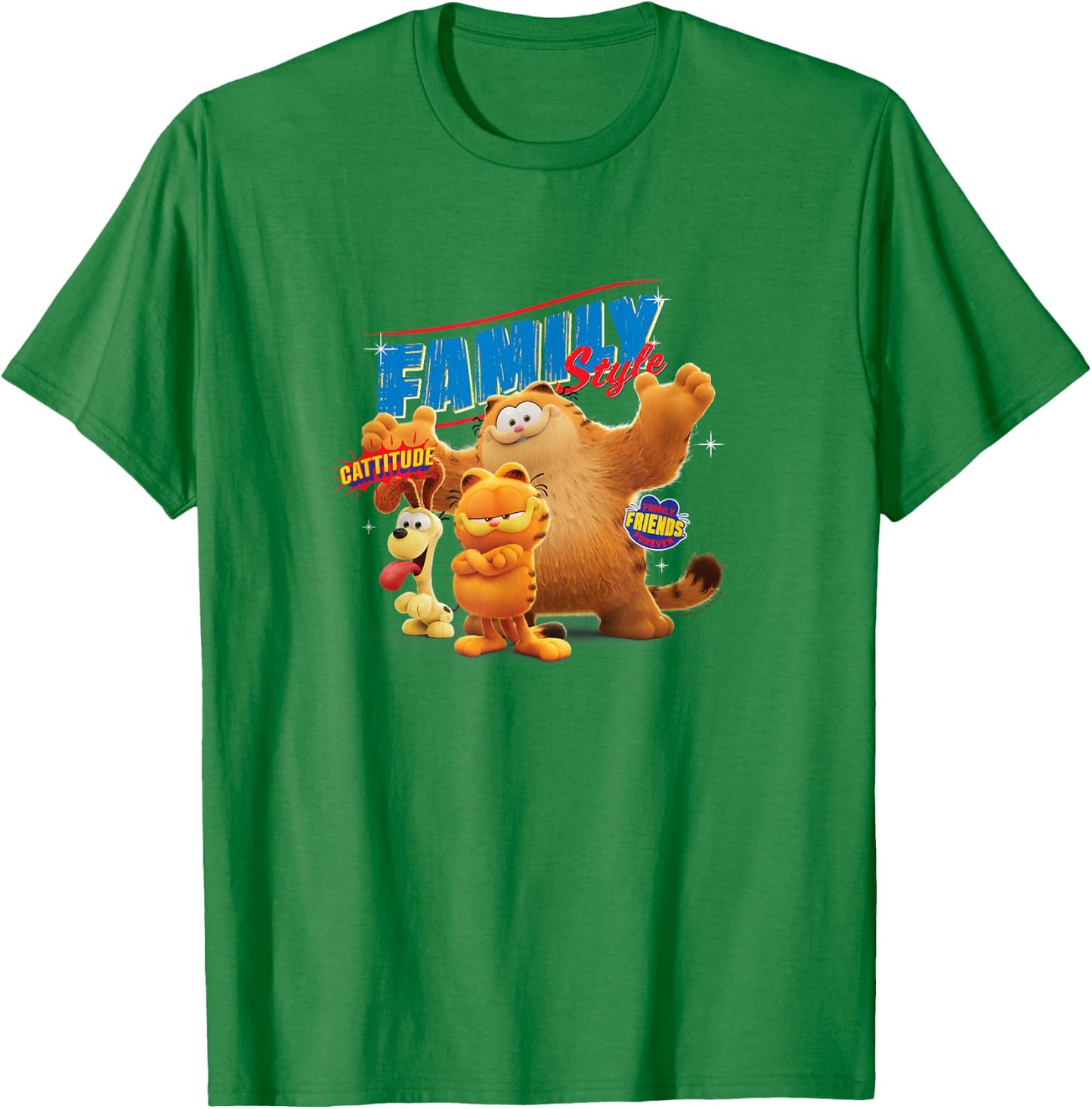 The Garfield Movie Family Style Cattitude Group Shot T-Shirt - T-Shirt | Irish Green