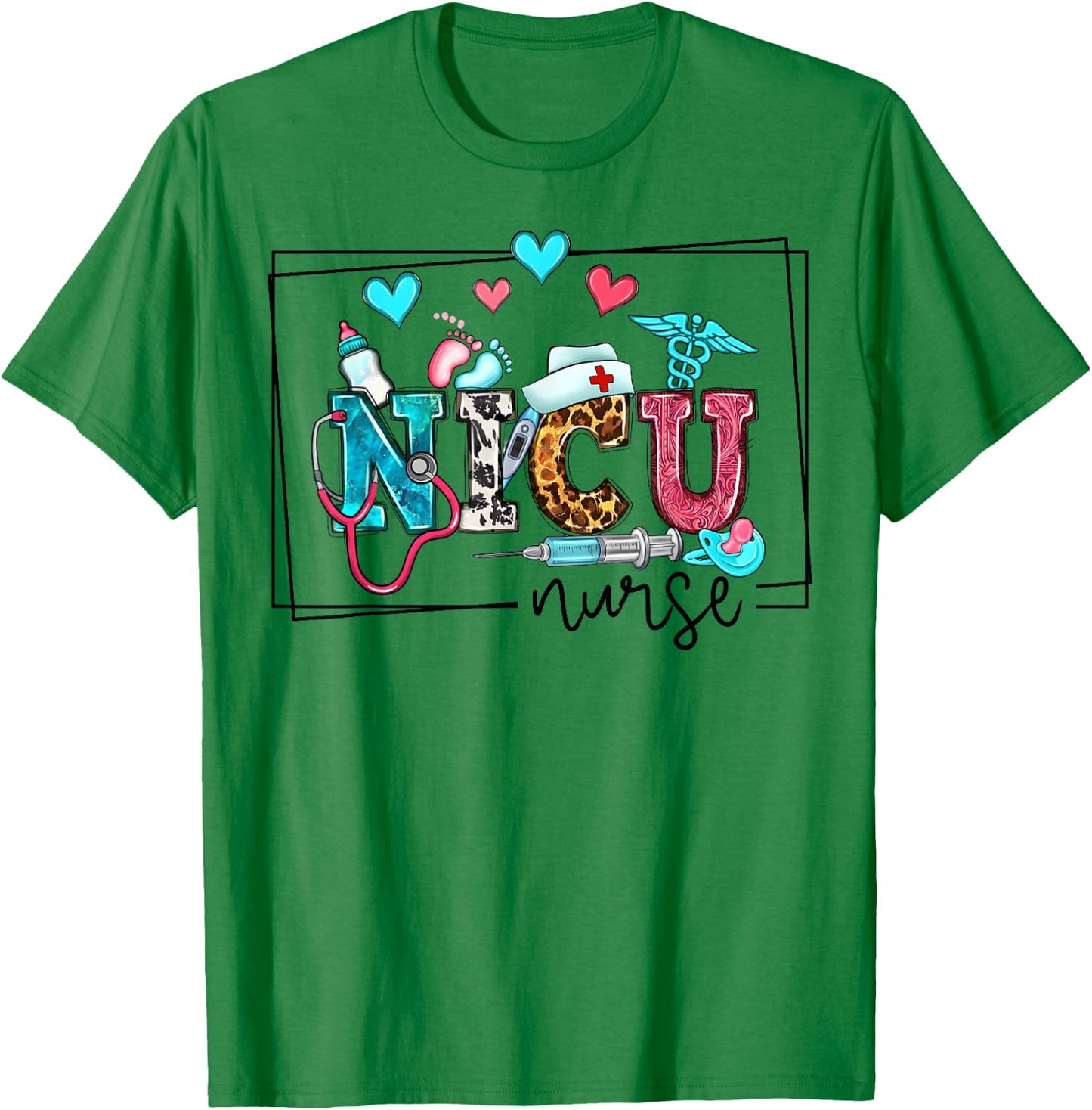 NICU ICU Neonatal Intensive Care Unit Nursing Appreciation T-Shirt - T-Shirt | Irish Green