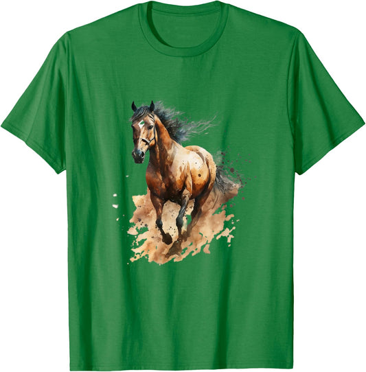Beautiful Horse Graphic Horse Art Print for Girls T-Shirt - T-Shirt | Irish Green