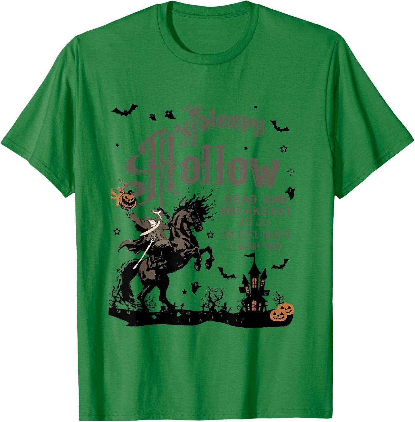 Sleepy Hollow Skeleton Riders, Headless Horseman Halloween T-Shirt - T-Shirt | Irish Green