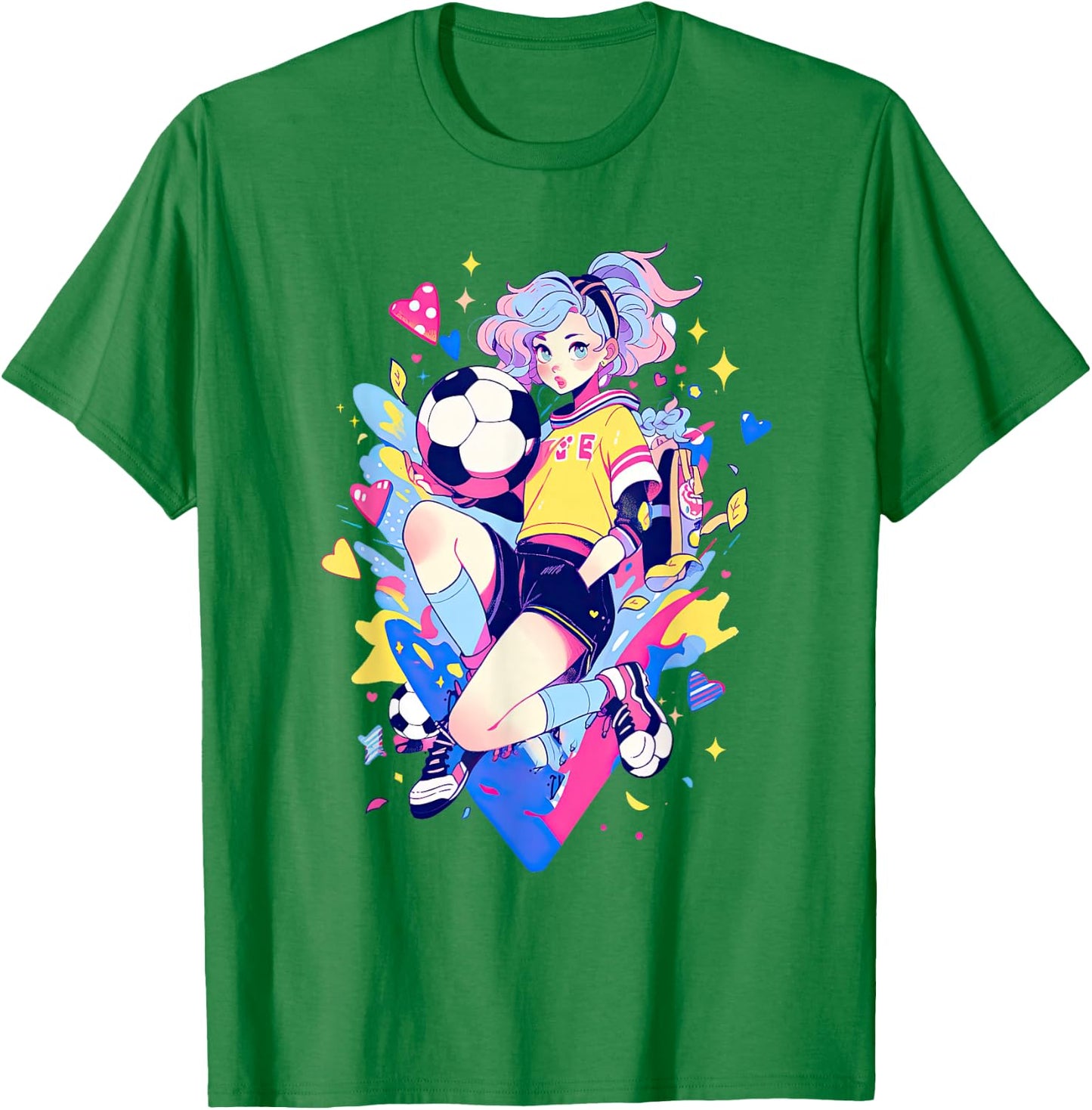 Soccer Girl in funny Pastel japan Anime Aesthetic japanese T-Shirt - T-Shirt | Irish Green
