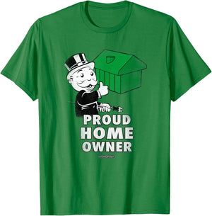 Monopoly Mr. Monopoly Proud Home Owner Vintage House Logo T-Shirt - T-Shirt | Irish Green