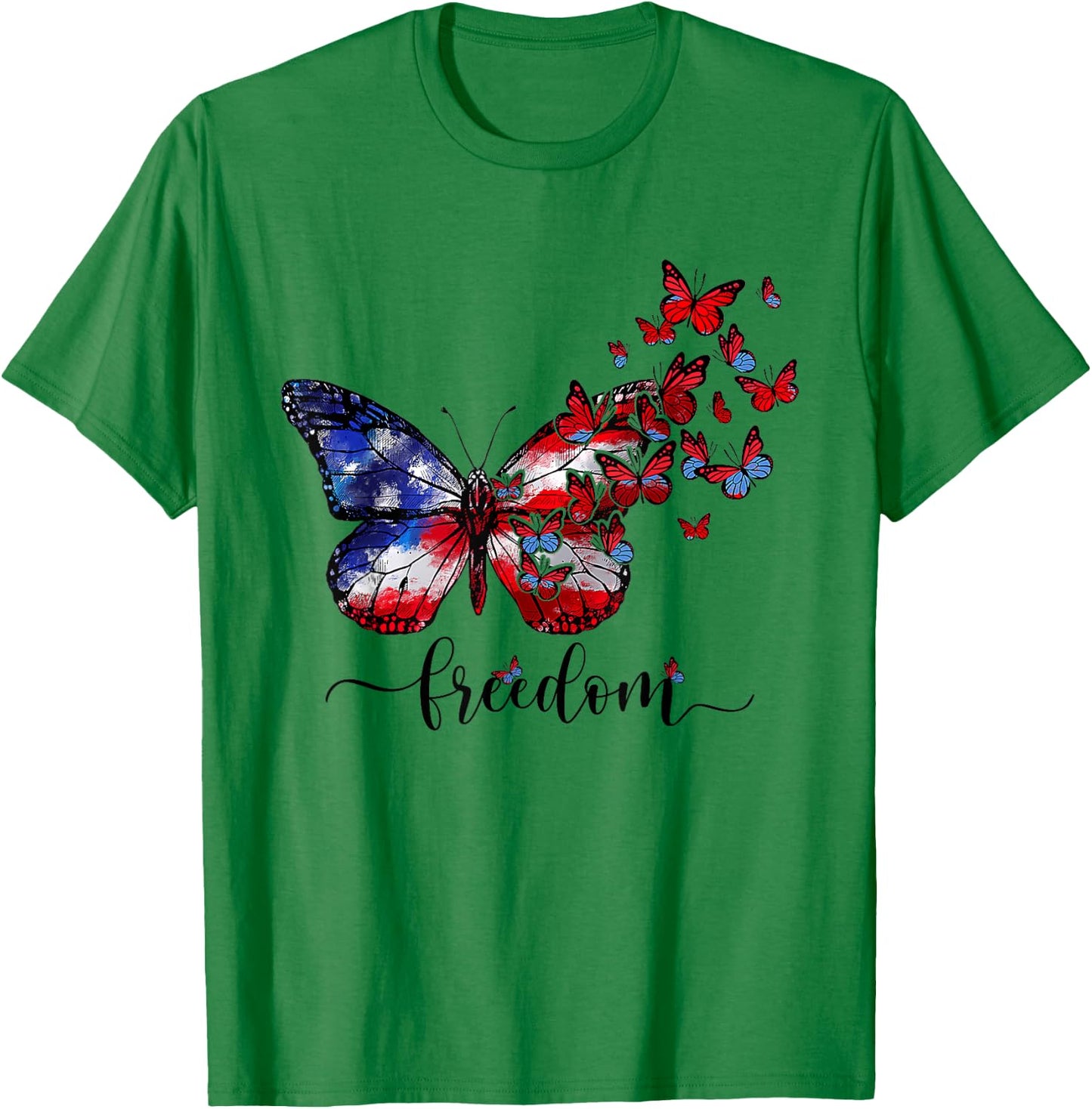 USA Flag Butterfly Freedom Happy 4th Of July Kids Men T-Shirt - T-Shirt | Irish Green