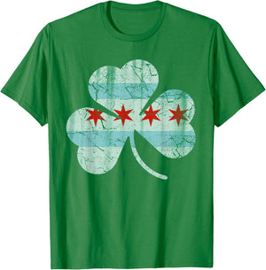 St. Patrick's day Designed Special Chicago Flag Pats T-Shirt - T-Shirt | Irish Green