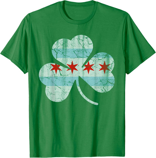 St. Patrick's day Designed Special Chicago Flag Pats T-Shirt - T-Shirt | Irish Green