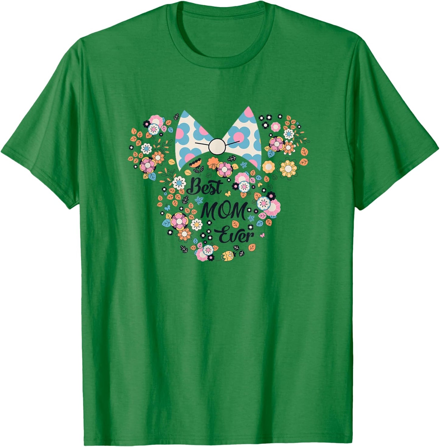 Disney Minnie Mouse Best Mom Ever Icon Flowers Mother's Day T-Shirt - T-Shirt | Irish Green