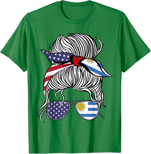 American Uruguayan Patriot Flag Women Girl Uruguay Grown T-Shirt - T-Shirt | Irish Green