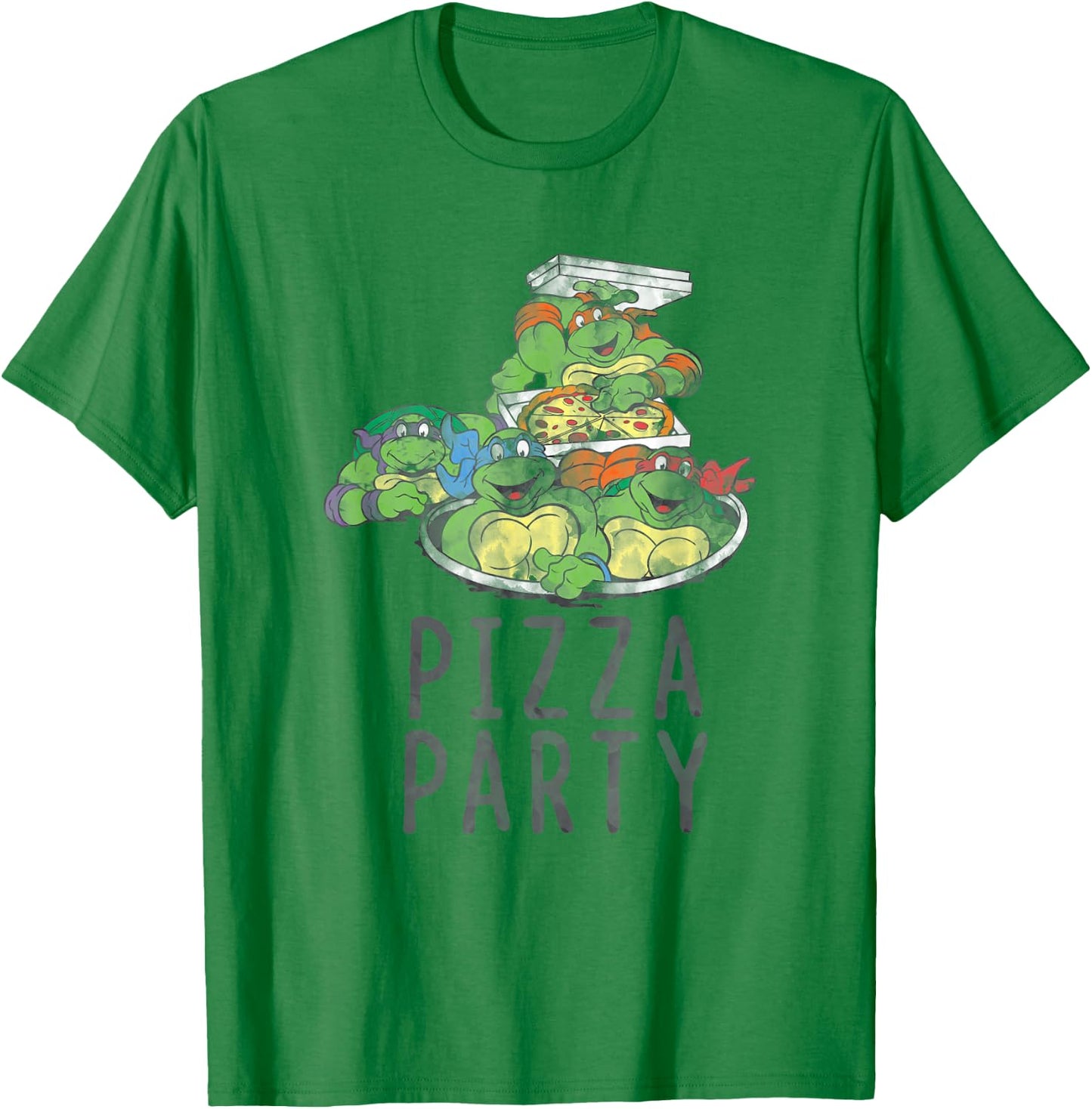 Teenage Mutant Ninja Turtles Vintage Pizza Party Group T-Shirt - T-Shirt | Irish Green
