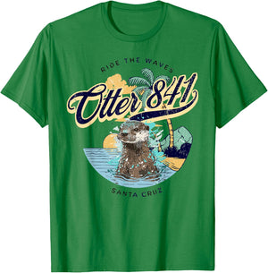Otter 841 Surfing Otter 841 California Surf Board Otter 841 T-Shirt - T-Shirt | Irish Green