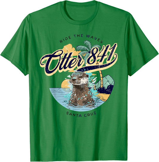 Otter 841 Surfing Otter 841 California Surf Board Otter 841 T-Shirt - T-Shirt | Irish Green