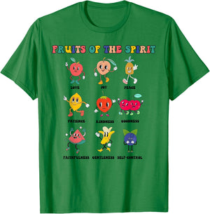 Kids Fruit Of The Spirit Retro Christian Cute Bible T-Shirt - T-Shirt | Irish Green