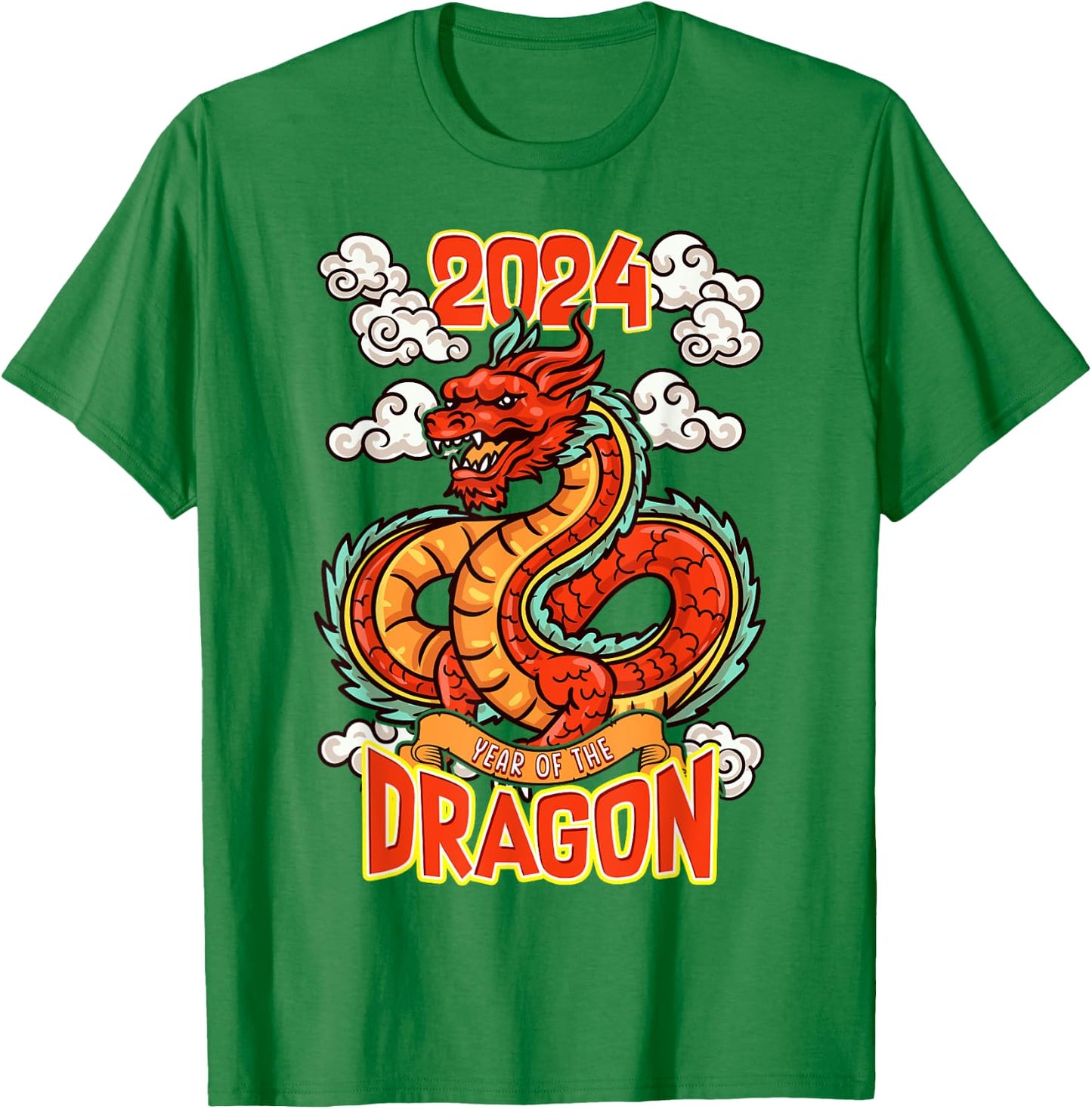Chinese New Year of the Dragon 2024 Red Orange T-Shirt - T-Shirt | Irish Green