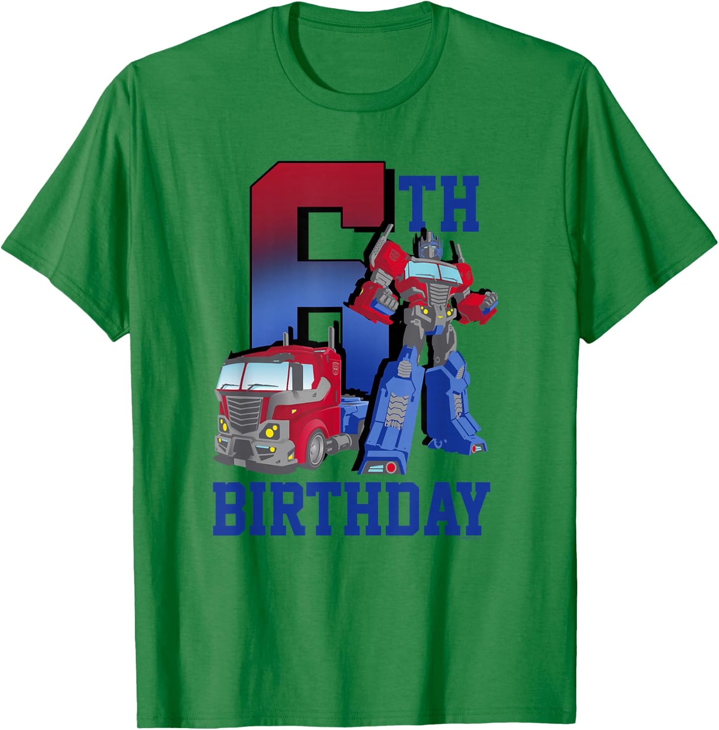 Transformers Optimus Prime 6th Birthday Gradient Fill Poster T-Shirt - T-Shirt | Irish Green