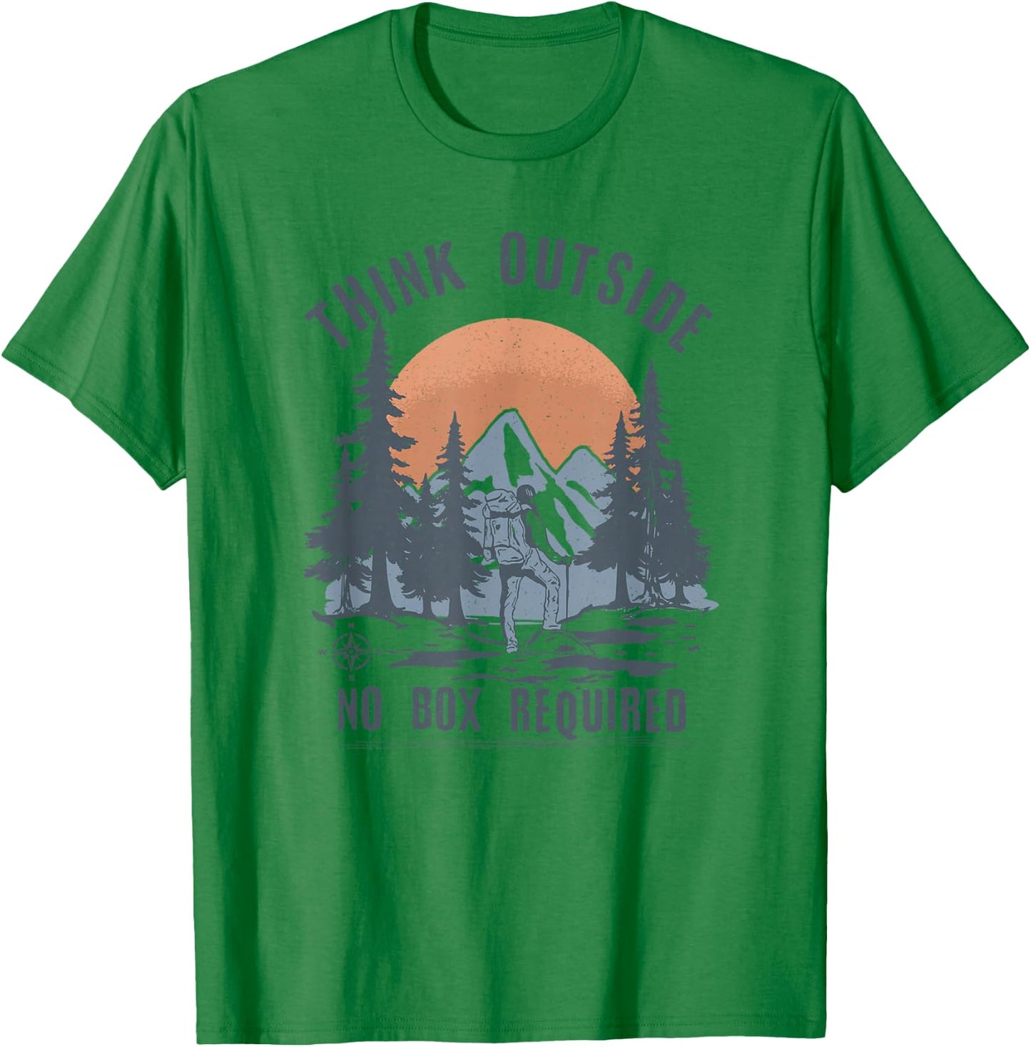 Think Outside no Box Required Funny Hiking T-Shirt - T-Shirt | Irish Green