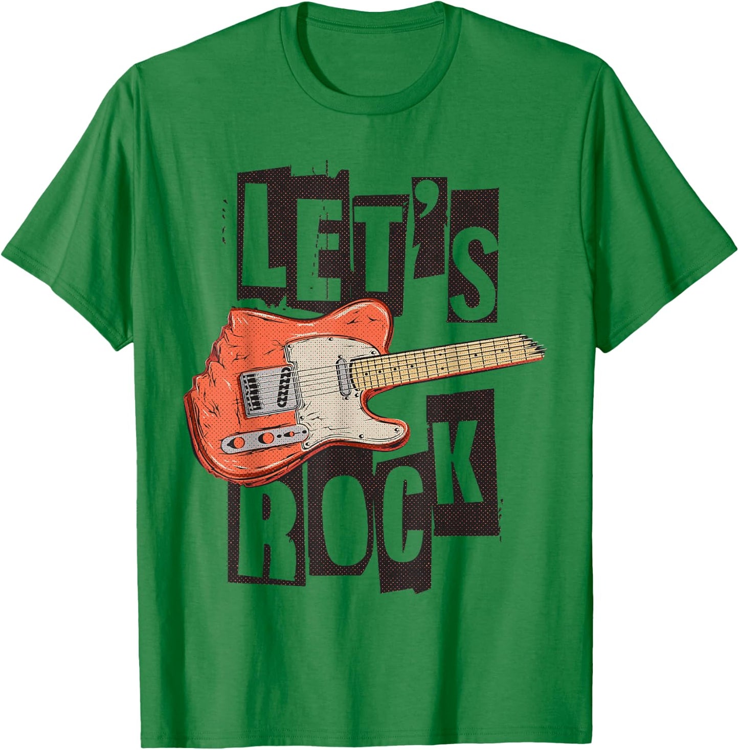 Let's Rock Electric Guitar Music Lover Band Guitarist Retro T-Shirt - T-Shirt | Irish Green