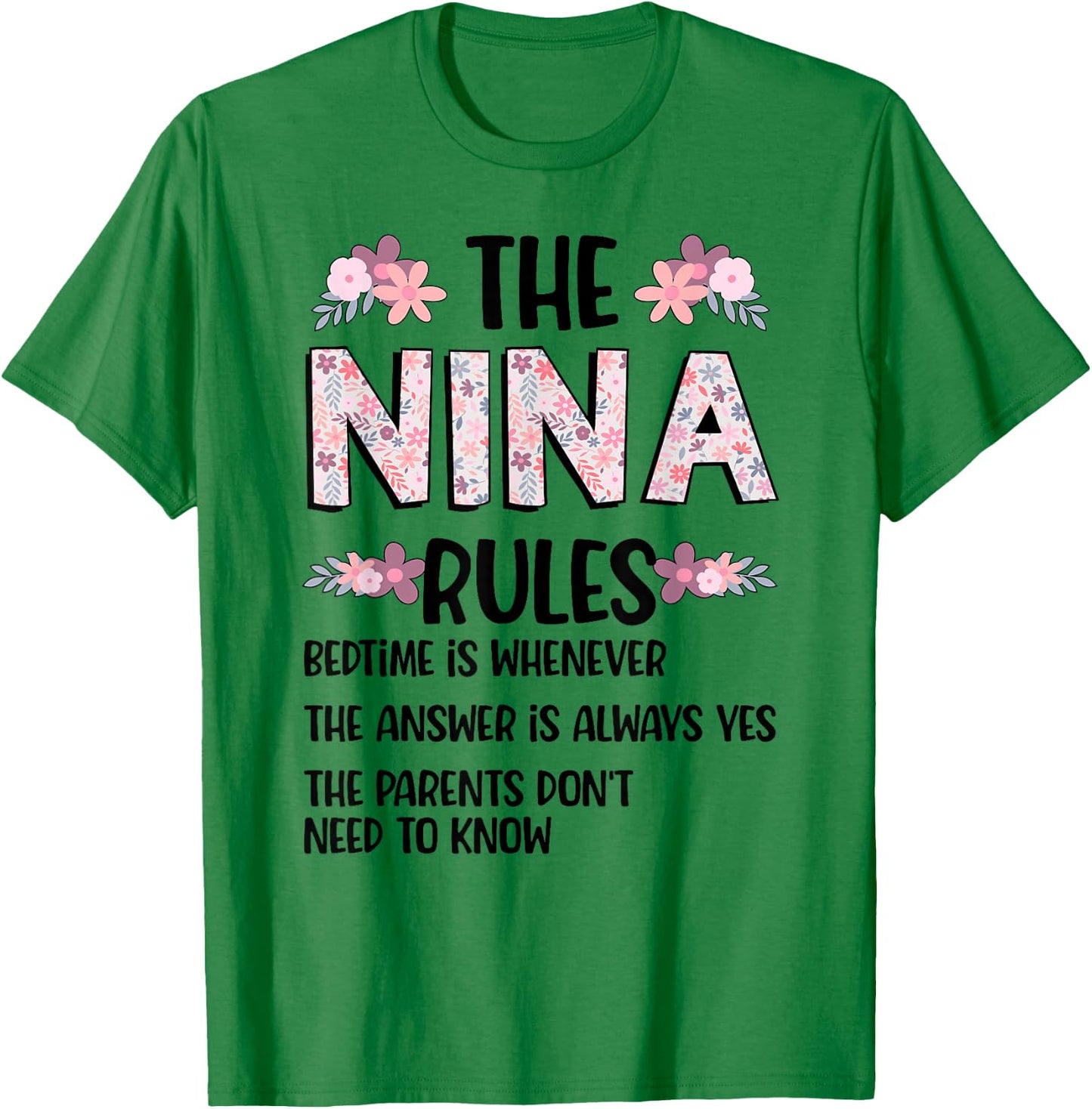 Nina Grandma Rules Nina Grandmother T-Shirt - T-Shirt | Irish Green