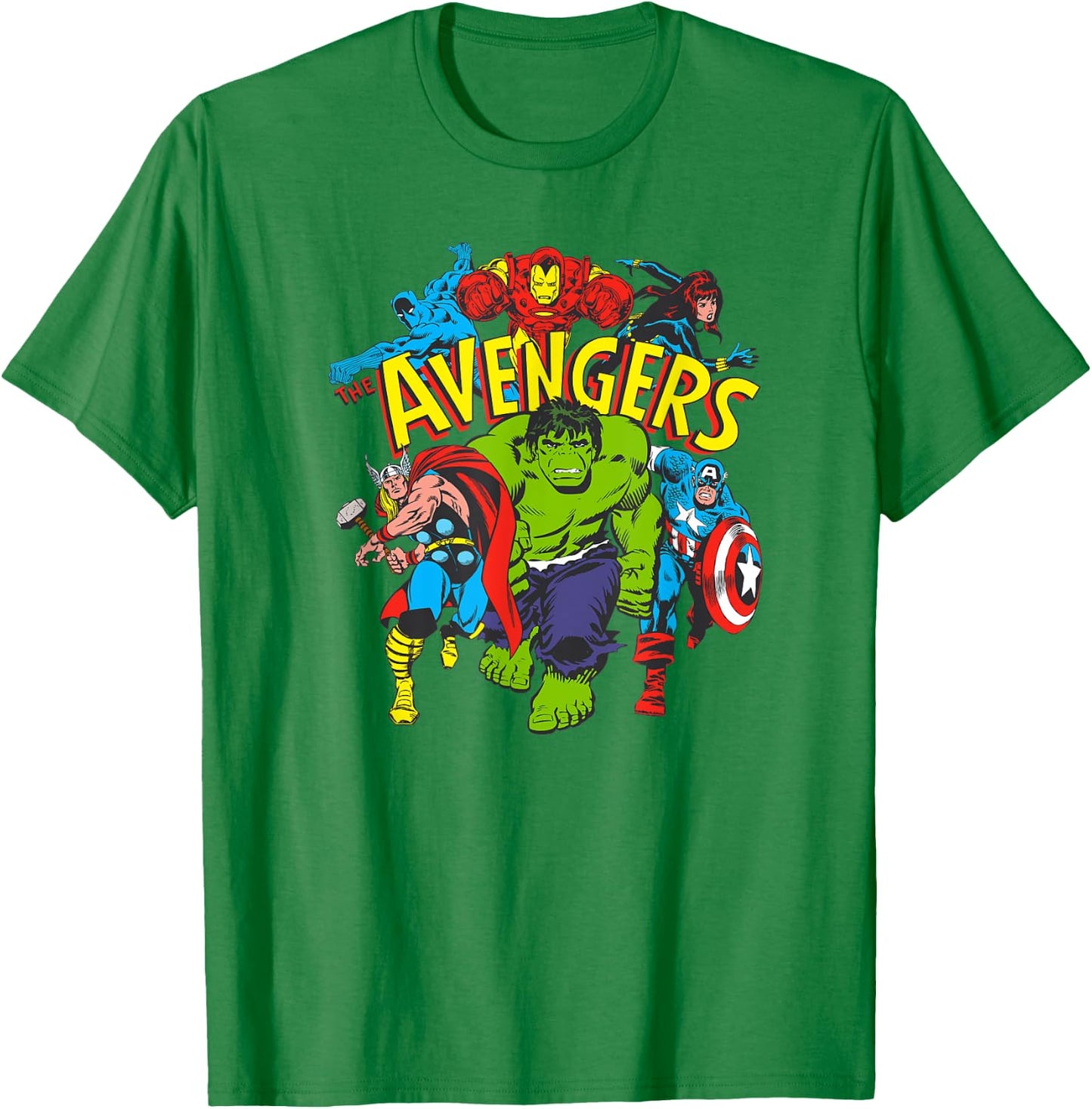 Amazon Essentials Men's MARVEL AVENGERS COMIC HEROES , White, Small T-Shirt - T-Shirt | Irish Green
