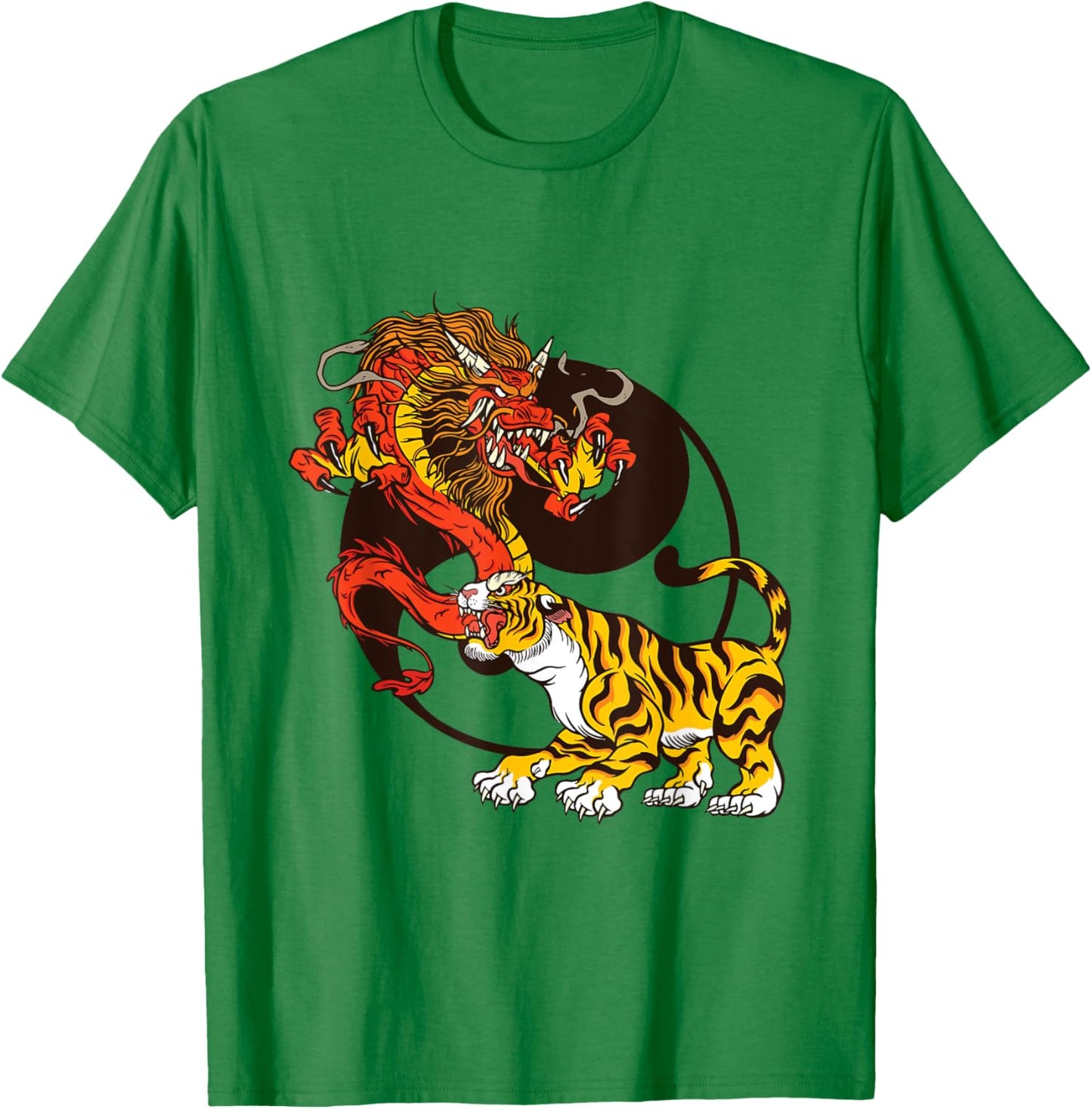 Yin Yang Dragon and Tiger T-Shirt - T-Shirt | Irish Green