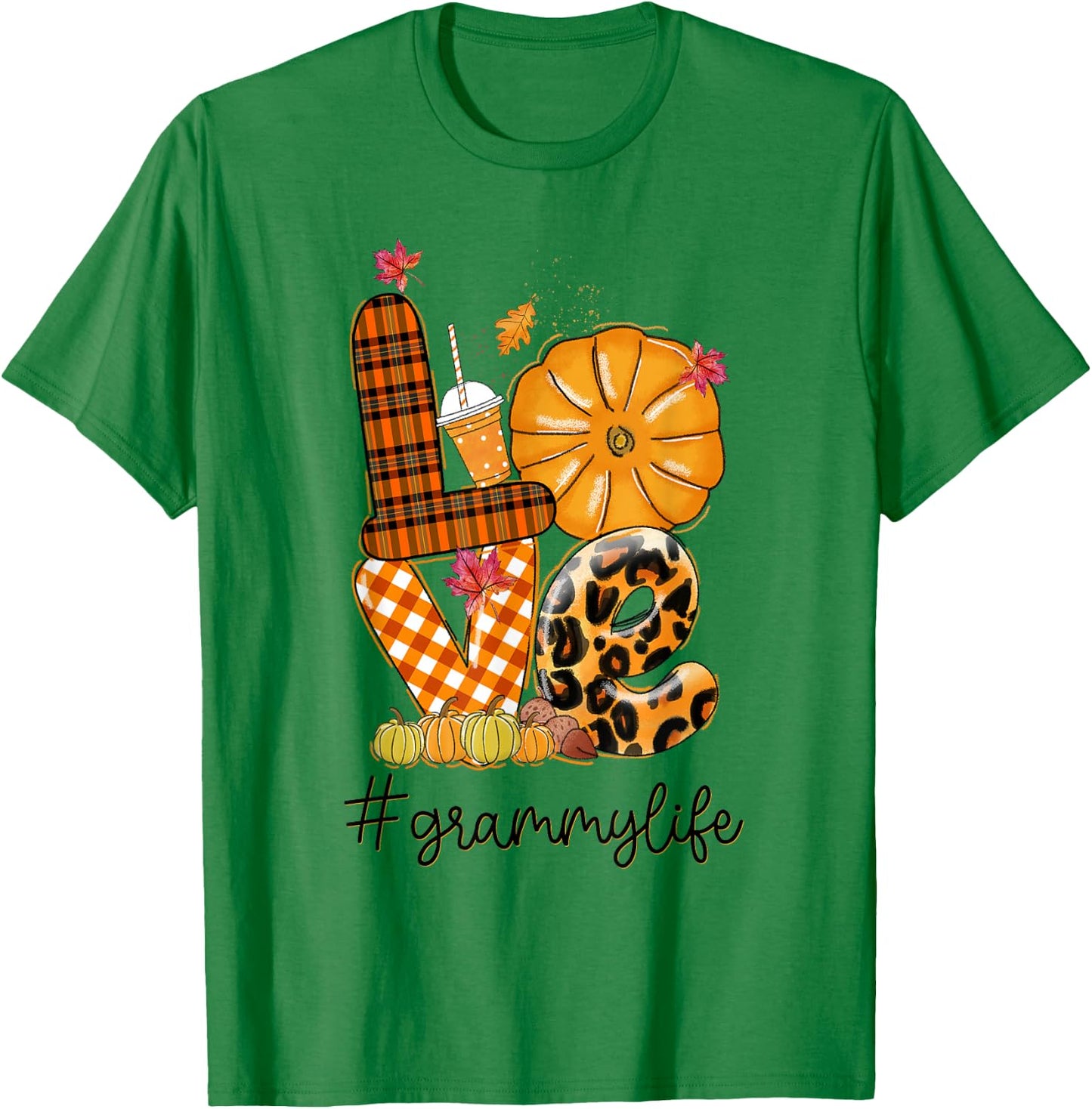 Thanksgiving Love grammy Life Candy Leopard Fall Gifts T-Shirt - T-Shirt | Irish Green