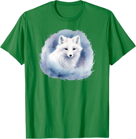 Watercolor of a Beautiful Arctic Fox T-Shirt - T-Shirt | Irish Green