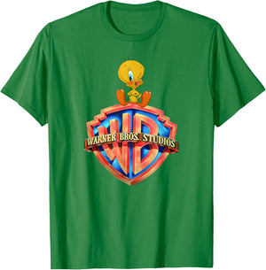 WB100 Looney Tunes Tweety Bird Classic Warner Bros. Logo T-Shirt - T-Shirt | Irish Green