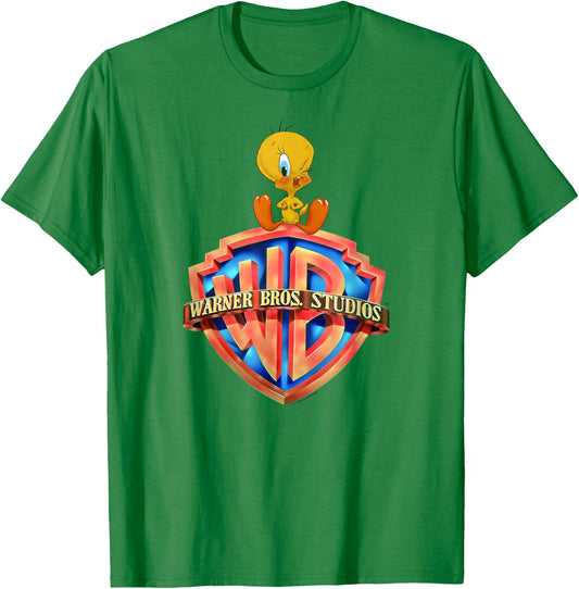 WB100 Looney Tunes Tweety Bird Classic Warner Bros. Logo T-Shirt - T-Shirt | Irish Green