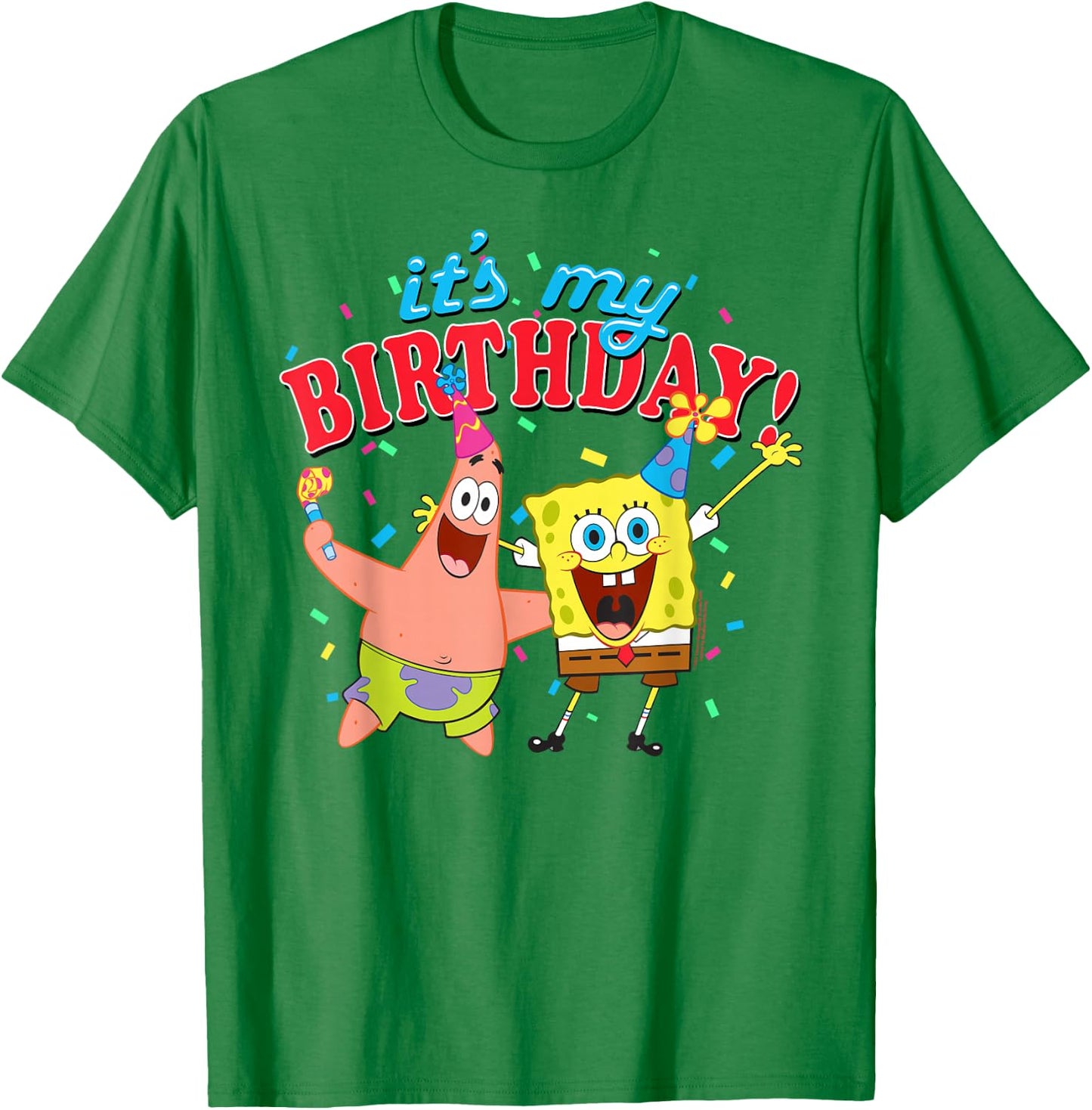 SpongeBob SquarePants It's My Birthday Spongebob Patrick T-Shirt - T-Shirt | Irish Green
